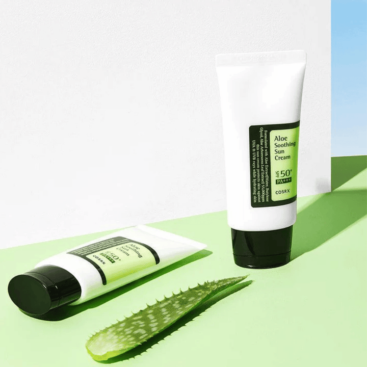 COSRX Aloe Soothing Sun Cream SPF50+ PA+++ – solskyddskräm med aloe vera för känslig hud, UVA- och UVB-skydd