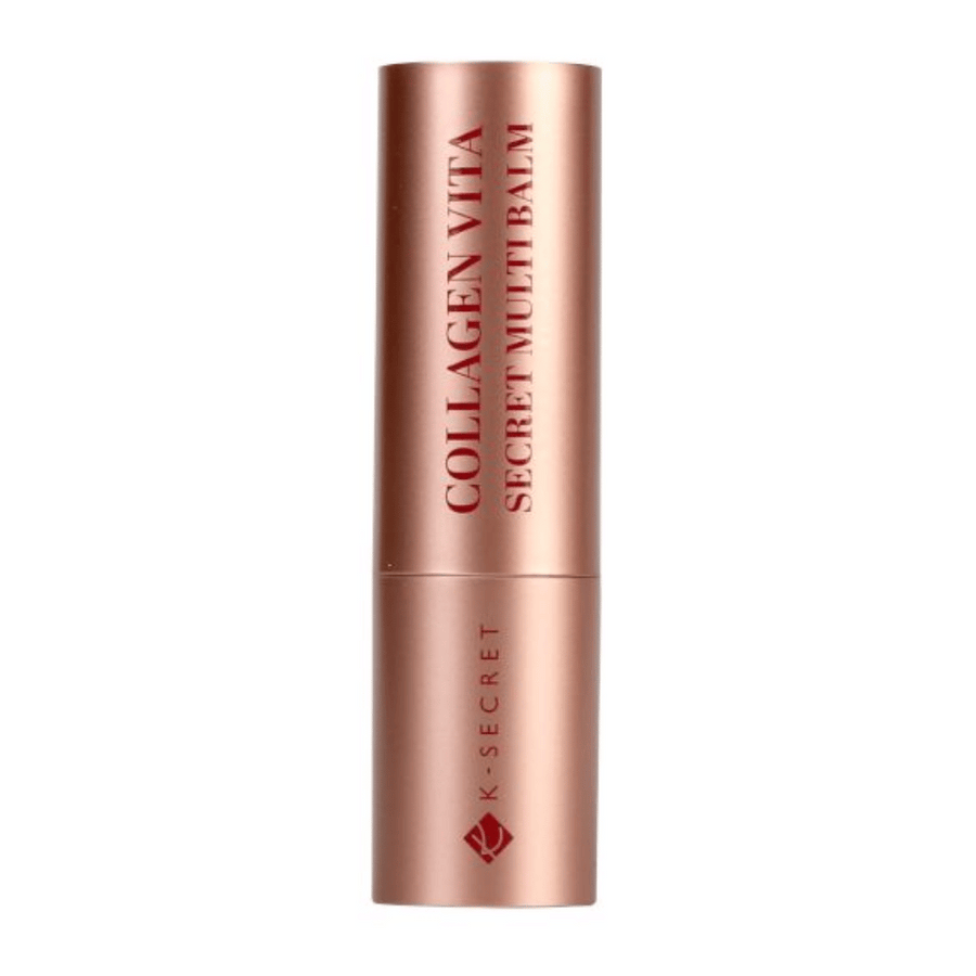 Rosegyllene hylsa med texten ”Collagen Vita Secret Multi Balm” från K-Secret.