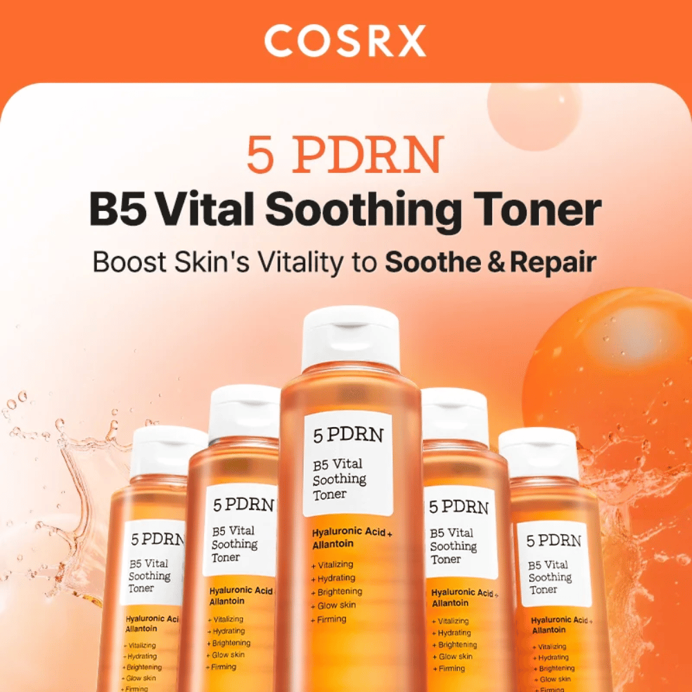 COSRX 5 PDRN B5 Vital Soothing Toner 280 ml boosts skin vitality and repairs dry and stressed skin
