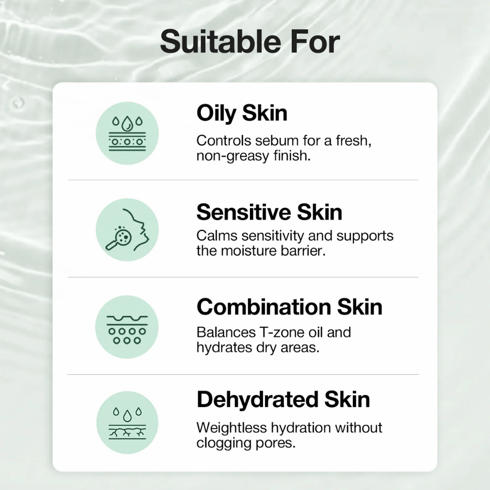 NINELESS A-Control 10% Azelaic Acid Serum is suitable for oily, combination, sensitive, and surface-dry skin and helps balance sebum and hydrate the skin.