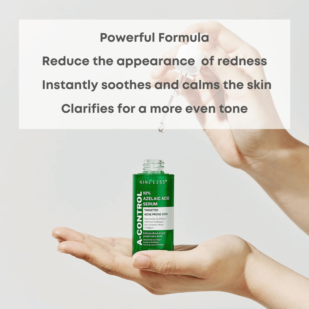Powerful serum with 10% azelaic acid that reduces redness, soothes, and balances the skin. Perfect for acne-prone skin, provides a clearer skin tone and smoother texture. Ideal for daily skincare.