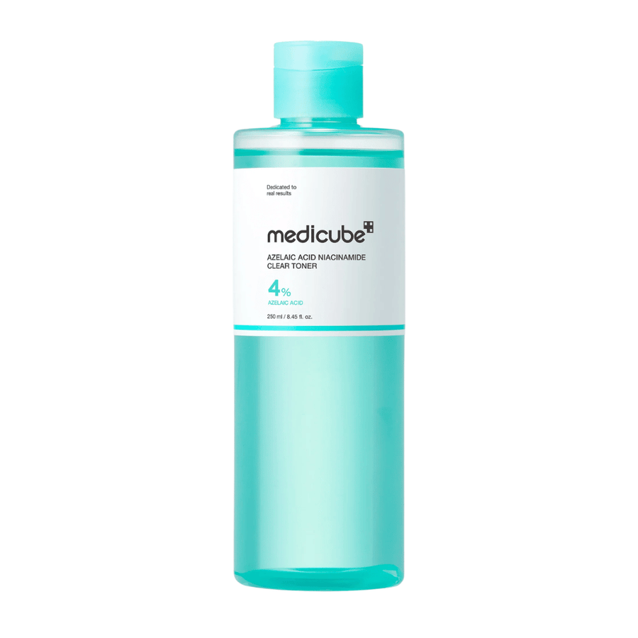 Medicube Azelaic Acid Niacinamide Clear Toner 250 ml with 4% azelaic acid, developed to balance the skin, reduce excess oil, and provide a more even skin tone.