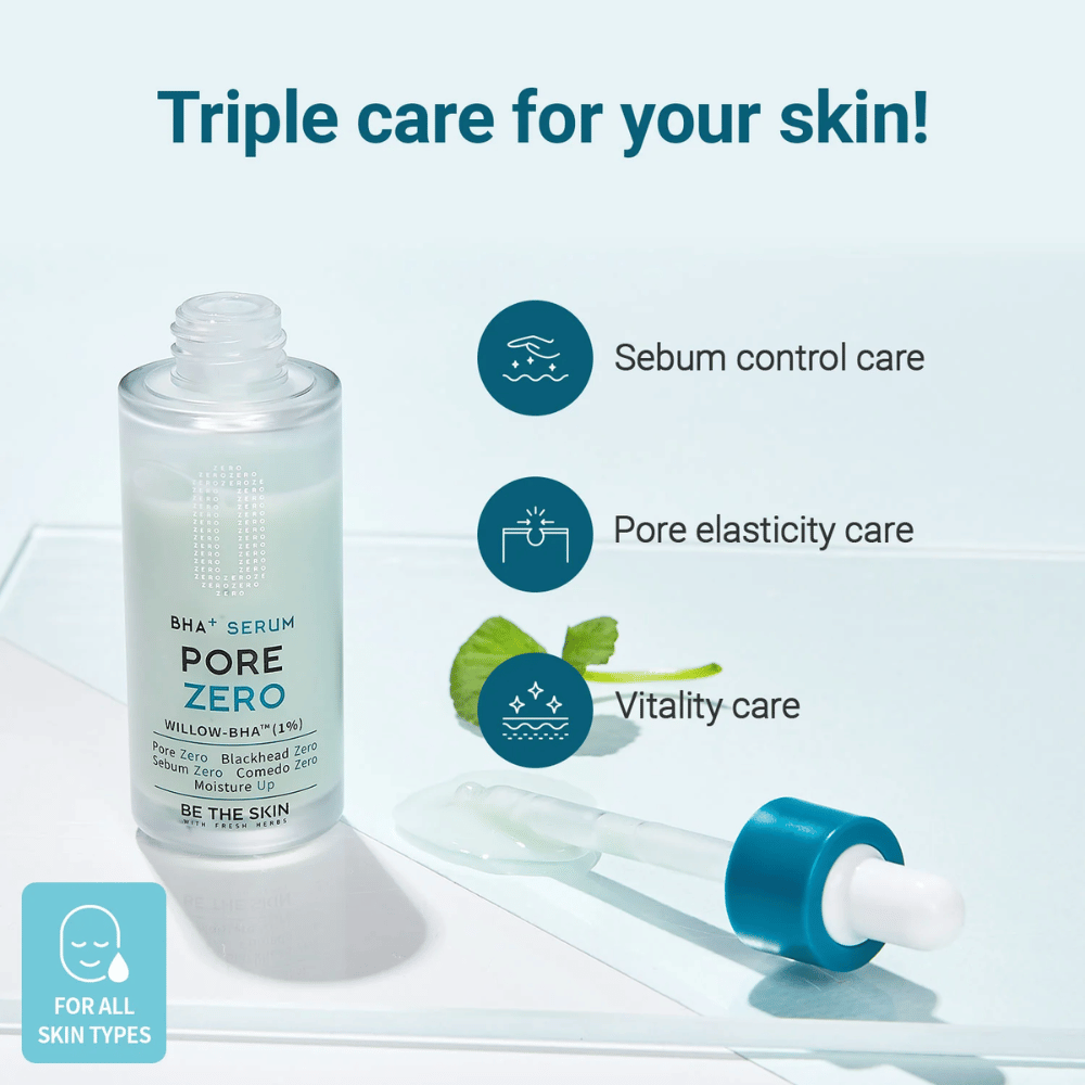 Be The Skin BHA+ Pore Zero Serum with BHA for sebum control and visibly smaller pores