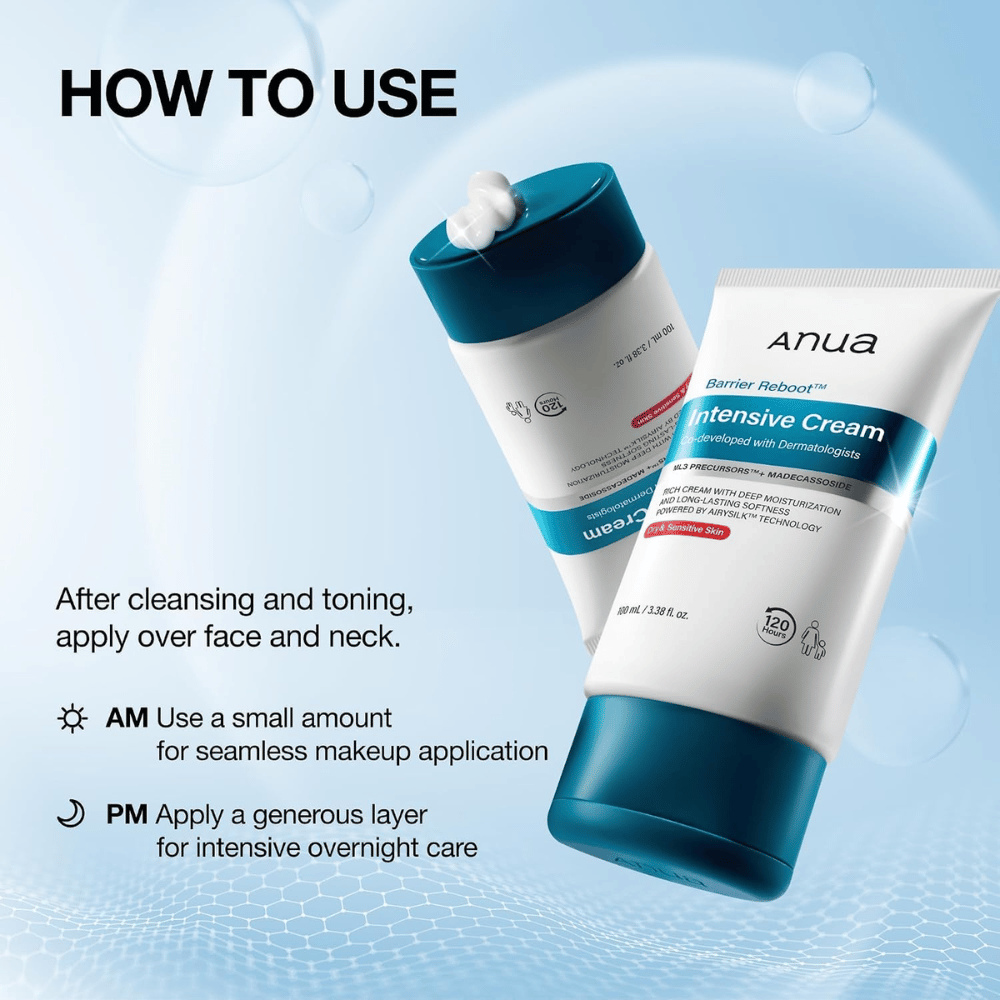1. Anua Barrier Reboot Intensive Cream 100ml – application of moisturizing face cream morning and evening