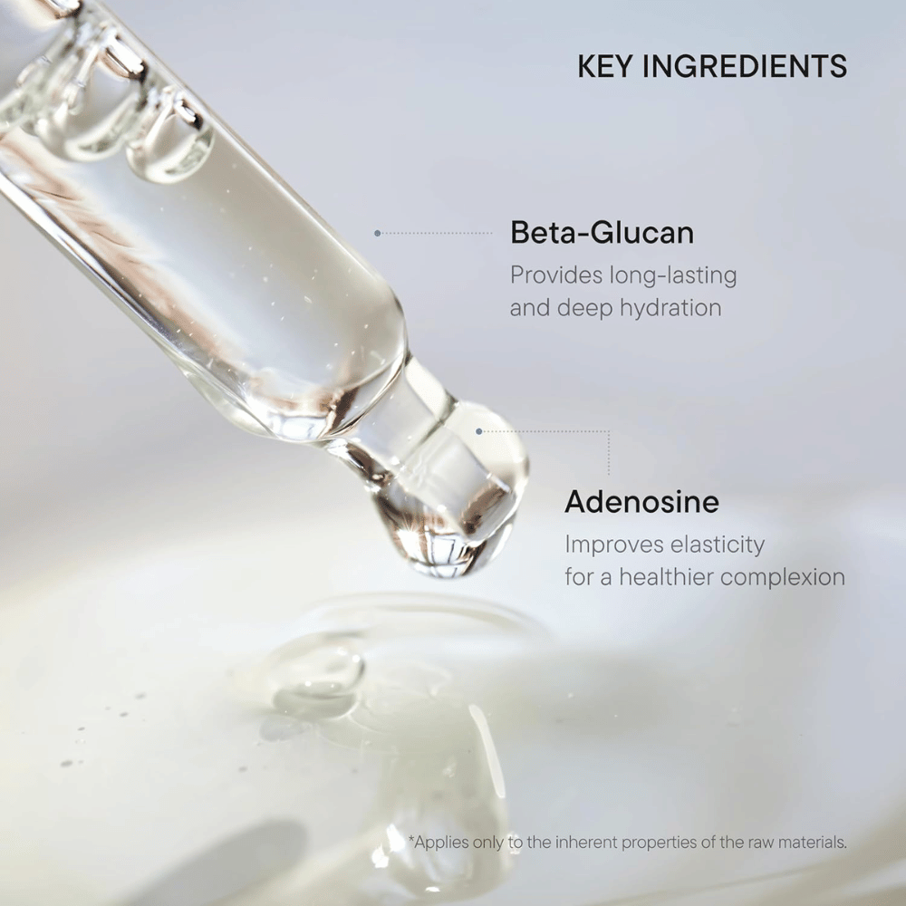 iUNIK Beta-Glucan Power Moisture Serum with beta-glucan and adenosine that provides long-lasting hydration and improved elasticity