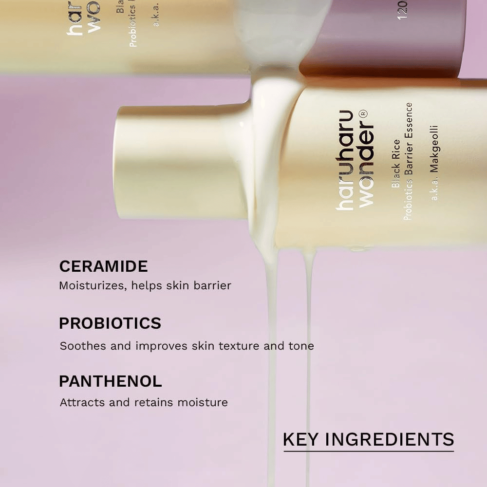 Haruharu Wonder Black Rice essence that gives plumper skin, improved texture, and long-lasting hydration