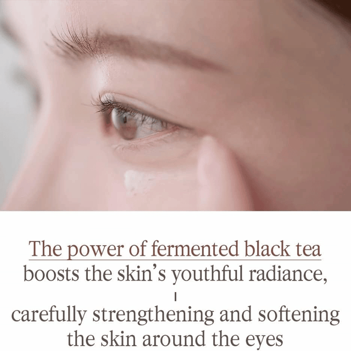 Pyunkang Yul Black Tea Time Reverse Eye Cream with fermented black tea that cares for the delicate skin around the eyes and helps provide a softer feel.
