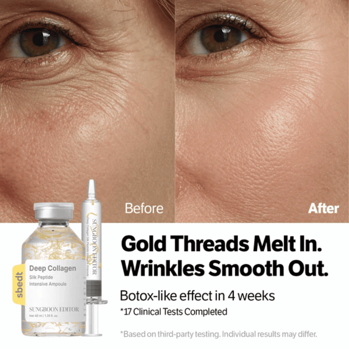 SUNGBOON EDITOR Deep Collagen Silk Peptide Intensive Ampoule – serum with peptides that help reduce wrinkles and improve skin elasticity for a smoother result.