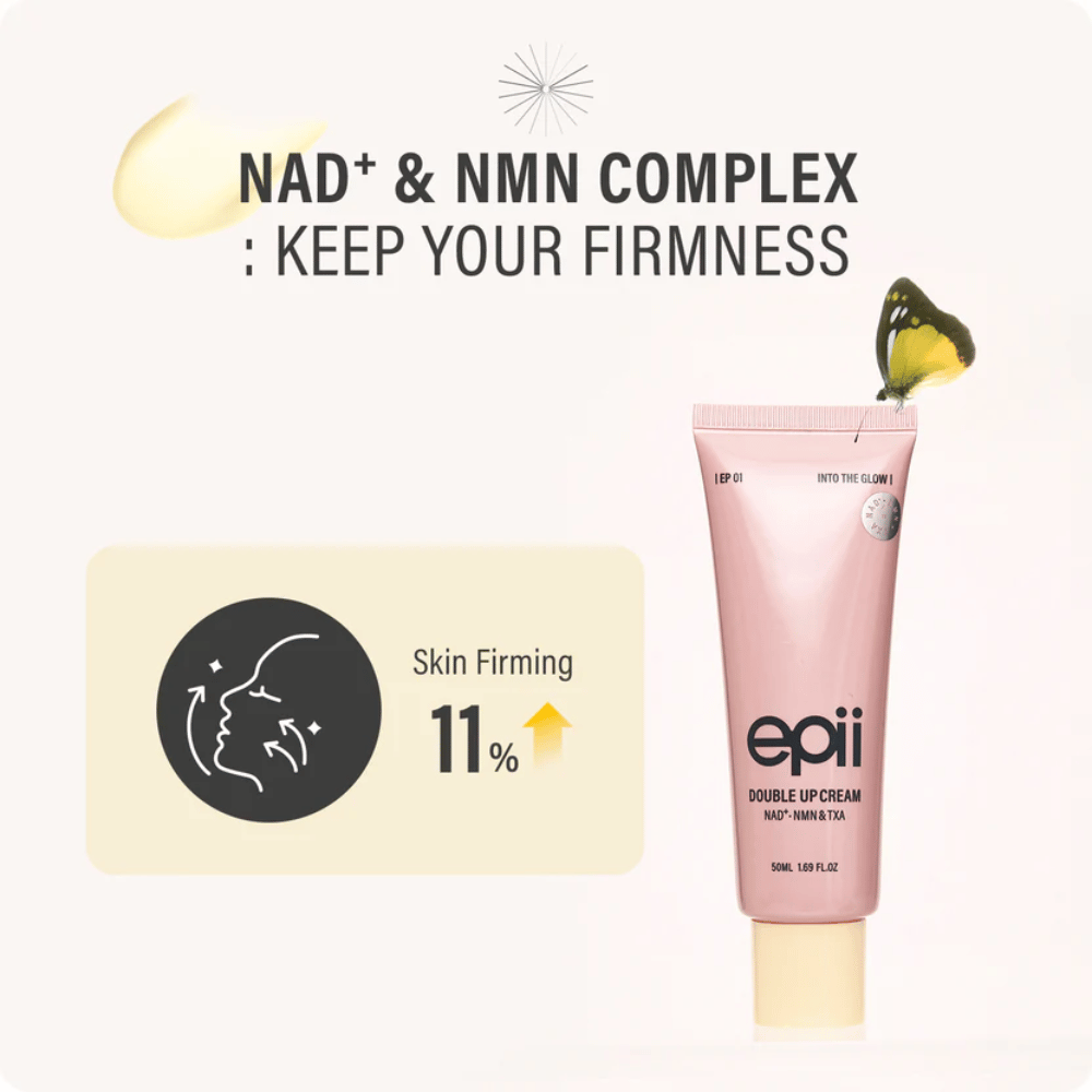 EPII Double Up Cream with NAD+ and NMN that contributes to firmer skin, improved elasticity, and a youthful glow.