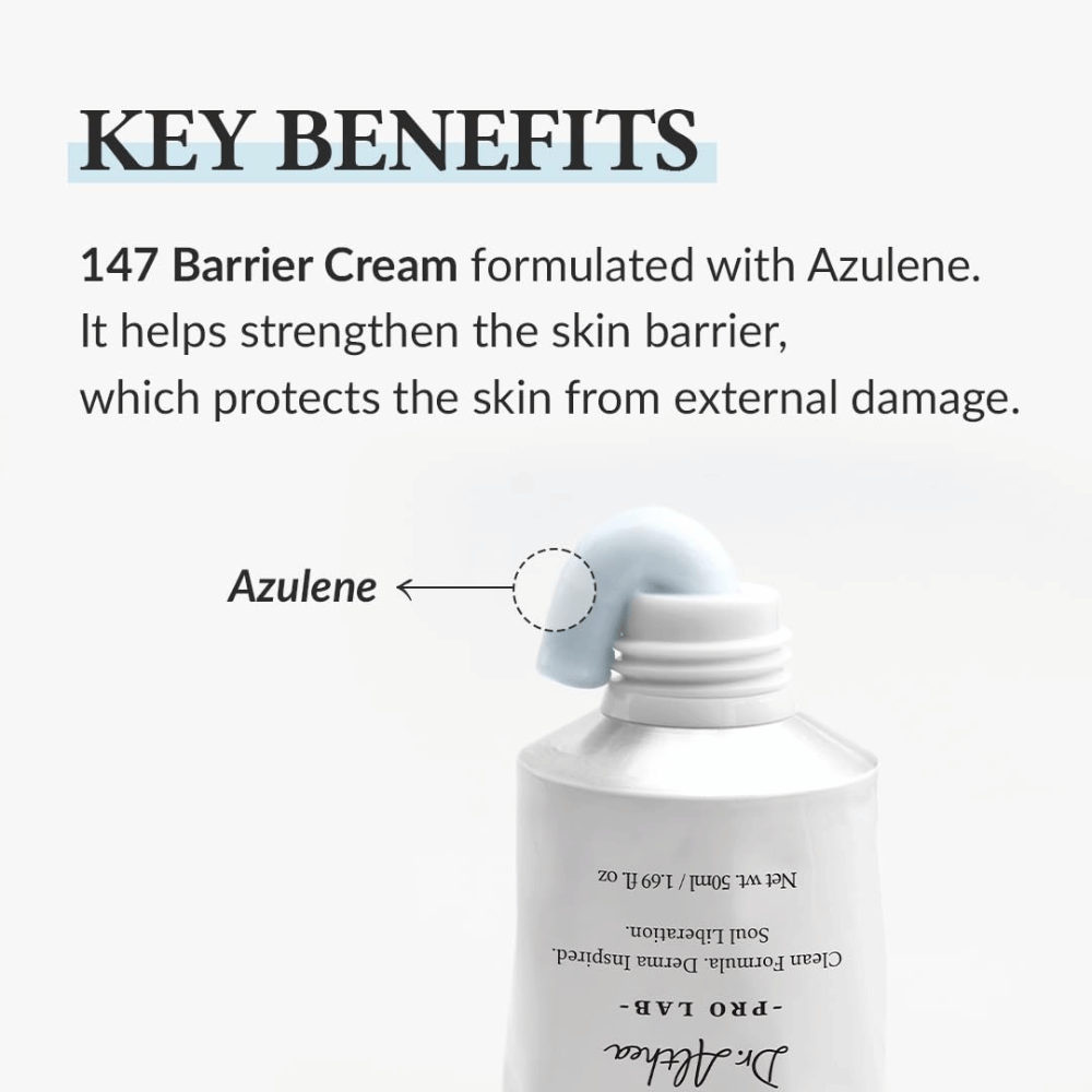 Dr. Althea 147 Barrier Cream with Azulene, a moisturizing cream that strengthens the skin barrier and protects the skin against external damage.