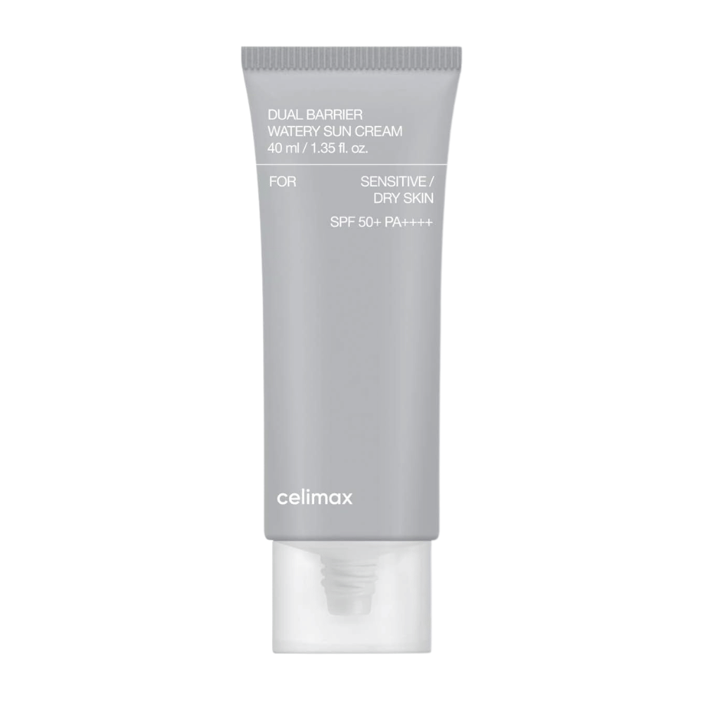 Celimax Dual Barrier Watery Sun Cream SPF50+ PA++++ 40 ml – moisturizing mineral-based sunscreen for dry and sensitive skin with ceramides and Aquatide.