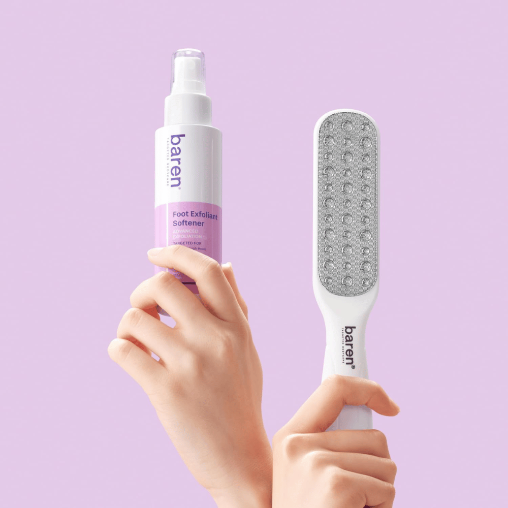 BAREN Foot Callus Eraser Home Set – foot care kit with exfoliating Foot Exfoliant Softener and foot file for calluses