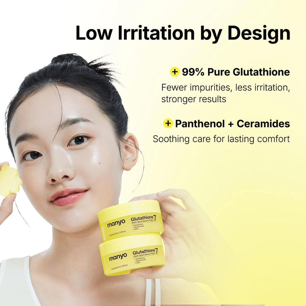 Ma:nyo Glutathione 7 Dark Spot Serum Patch with 99% glutathione, panthenol, and ceramides for gentle treatment of dark spots