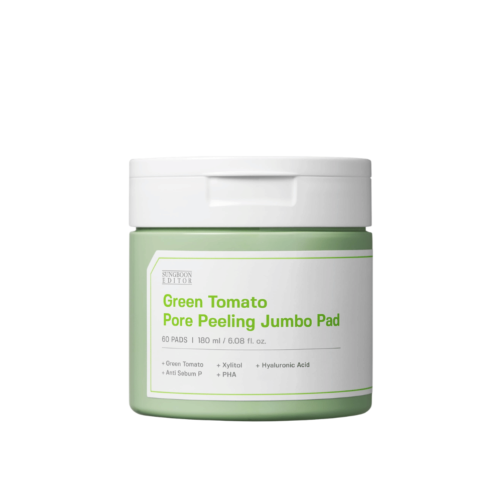 1. SUNGBOON EDITOR Green Tomato Pore Peeling Jumbo Pad 60 pads – product image of jar