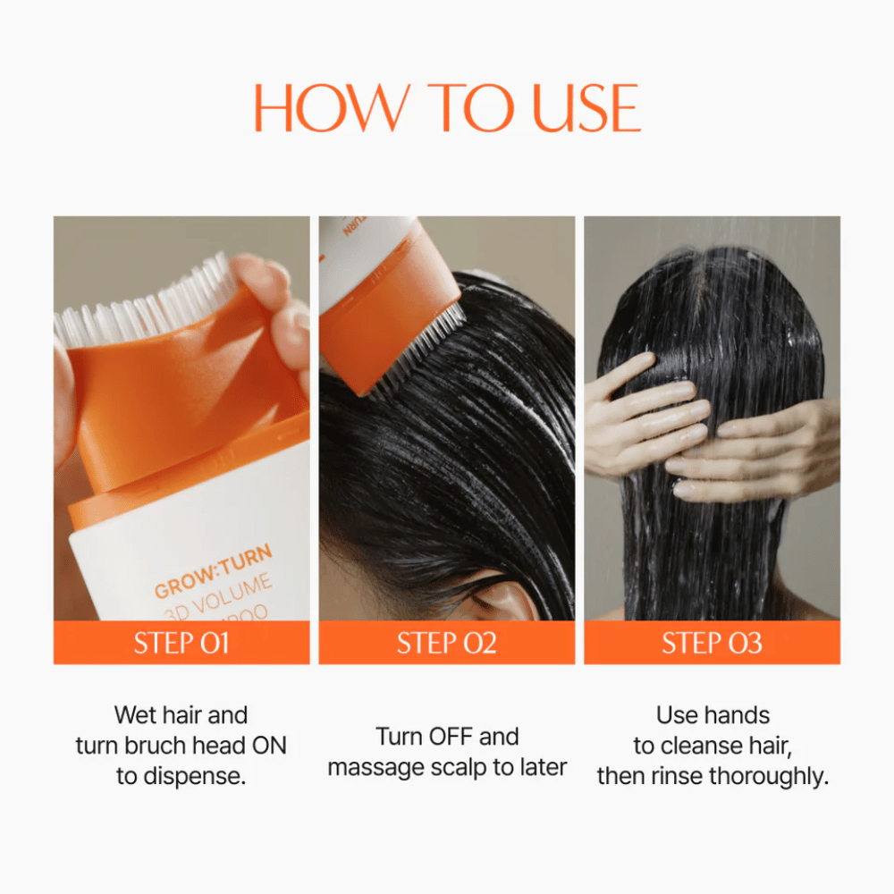 LILYEVE Grow:Turn Exosome 3D Volume Brush Shampoo with built-in massage brush for scalp care