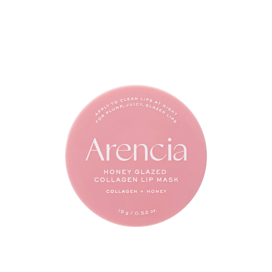 Clean product image of Arencia Honey Glazed Collagen Lip Mask in pink packaging with a minimalist and sleek design.
