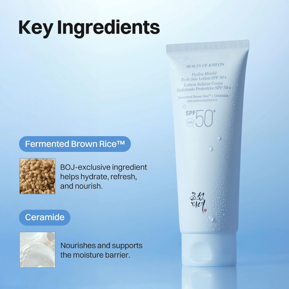 Beauty of Joseon Hydra Shield Body Sun Lotion SPF50+ with fermented brown rice and ceramides