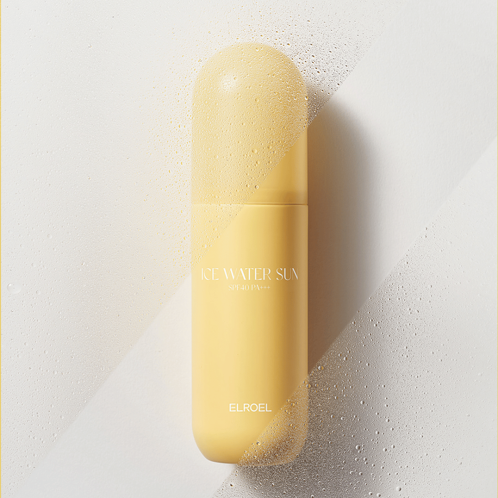 ELROEL Ice Water Sun Mist SPF 40 PA+++ with a fine mist that settles evenly on the skin and provides moisturizing sun protection without a sticky feel
