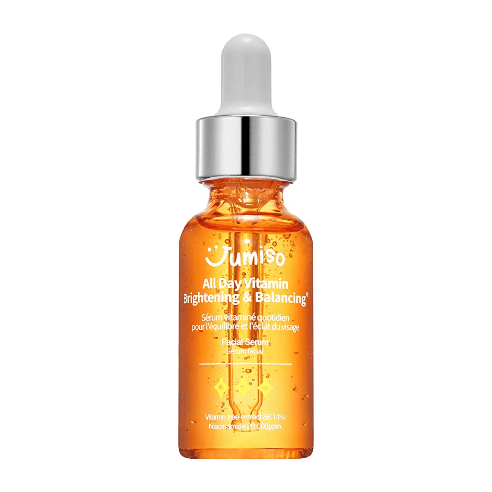 Image of JUMISO - All Day Vitamin Brightening & Balancing Facial Serum 30ml with a simple background. This product is a facial serum that helps give the skin radiance and balance.