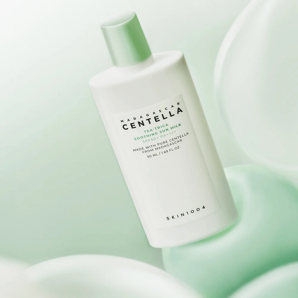 SKIN1004 Madagascar Centella Tea-Trica Soothing Sun Milk lightweight sunscreen with SPF50+ PA++++ and soothing Centella