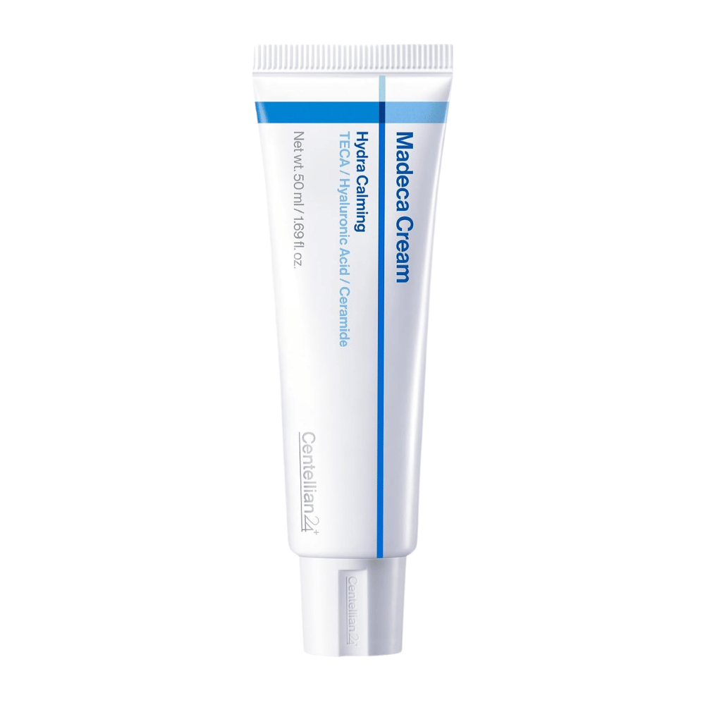 5. Centellian24 Madeca Cream Hydra Calming 50ml – white tube with blue details against a white background