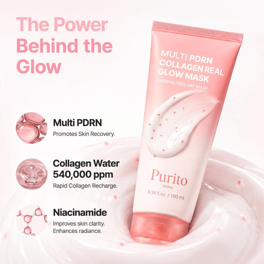 Purito SEOUL Multi PDRN Collagen Real Glow Mask – peel-off mask with PDRN, collagen water and niacinamide for radiance