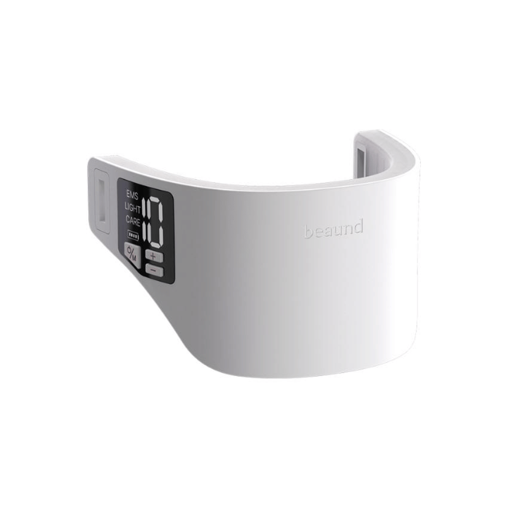 Product image of Beaund Neckcera without strap. The ergonomically shaped neck device is designed to sit comfortably around the neck area during treatment.