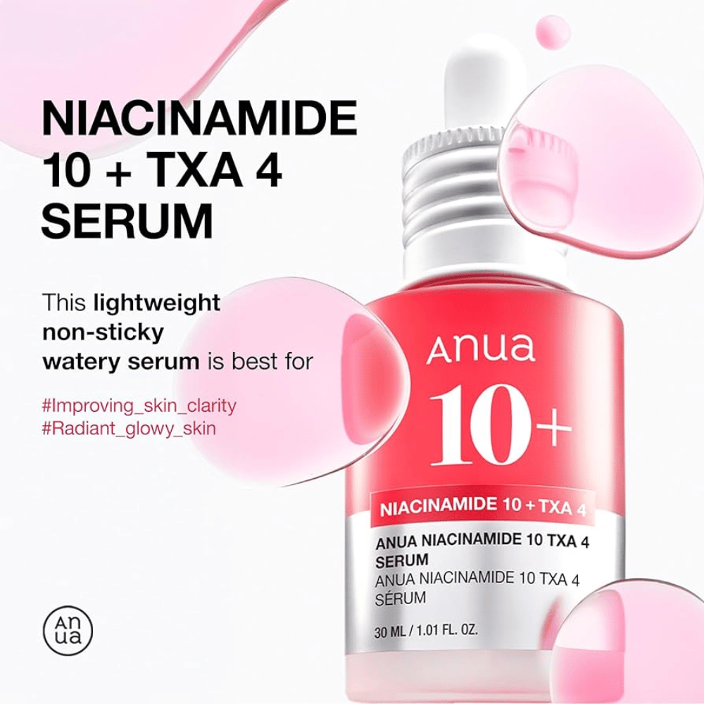 Light, water-based serum with 10% niacinamide and 4% tranexamic acid. Non-sticky formula that improves skin clarity and provides a radiant glow.