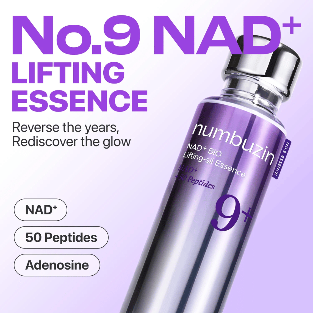 Numbuzin No.9 NAD+ Lifting Essence – powerful essence with NAD+, peptides, and adenosine that restores the skin's radiance and firmness.