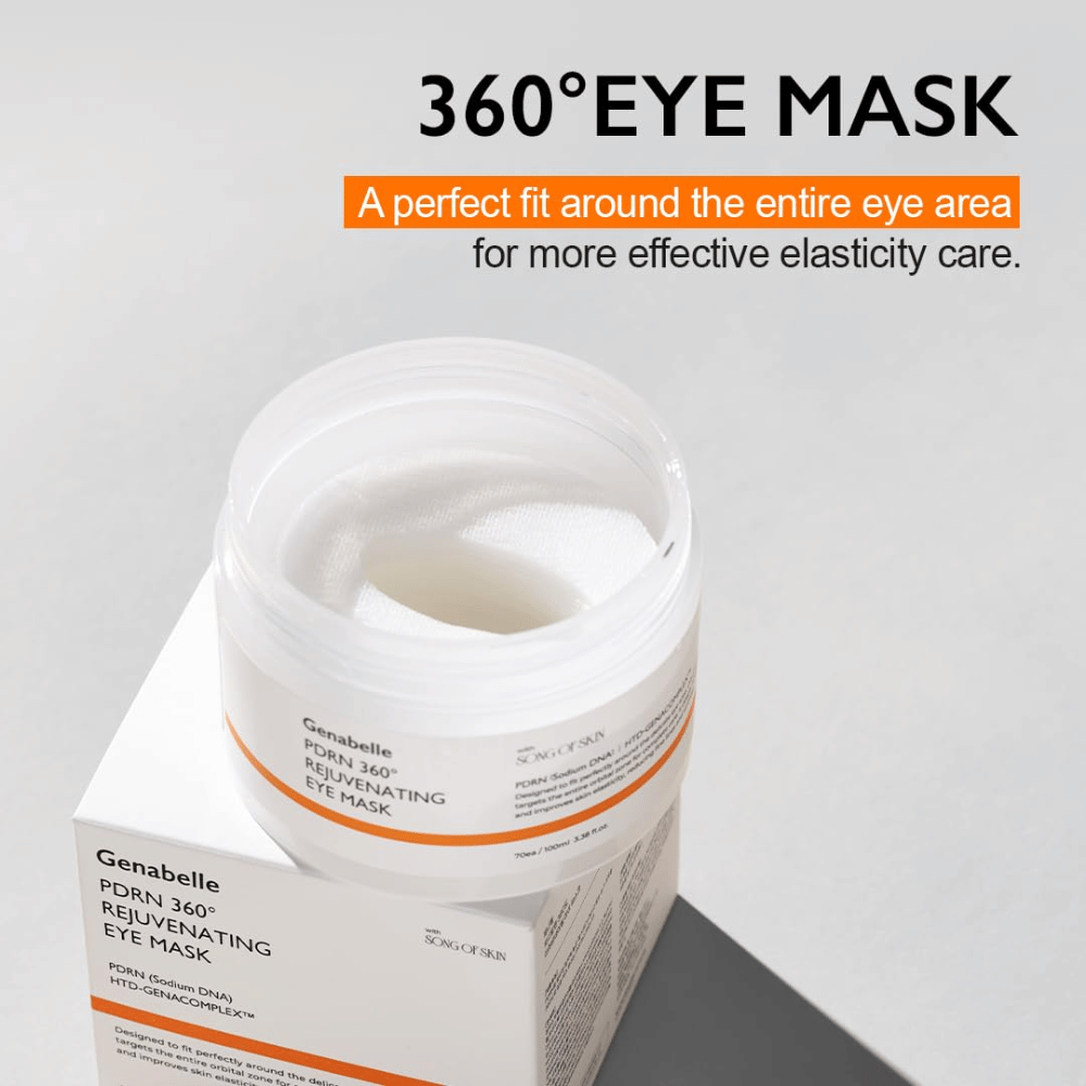 Genabelle PDRN 360° Rejuvenating Eye Mask with a 360-degree fit that covers the entire eye area for effective care and improved elasticity.