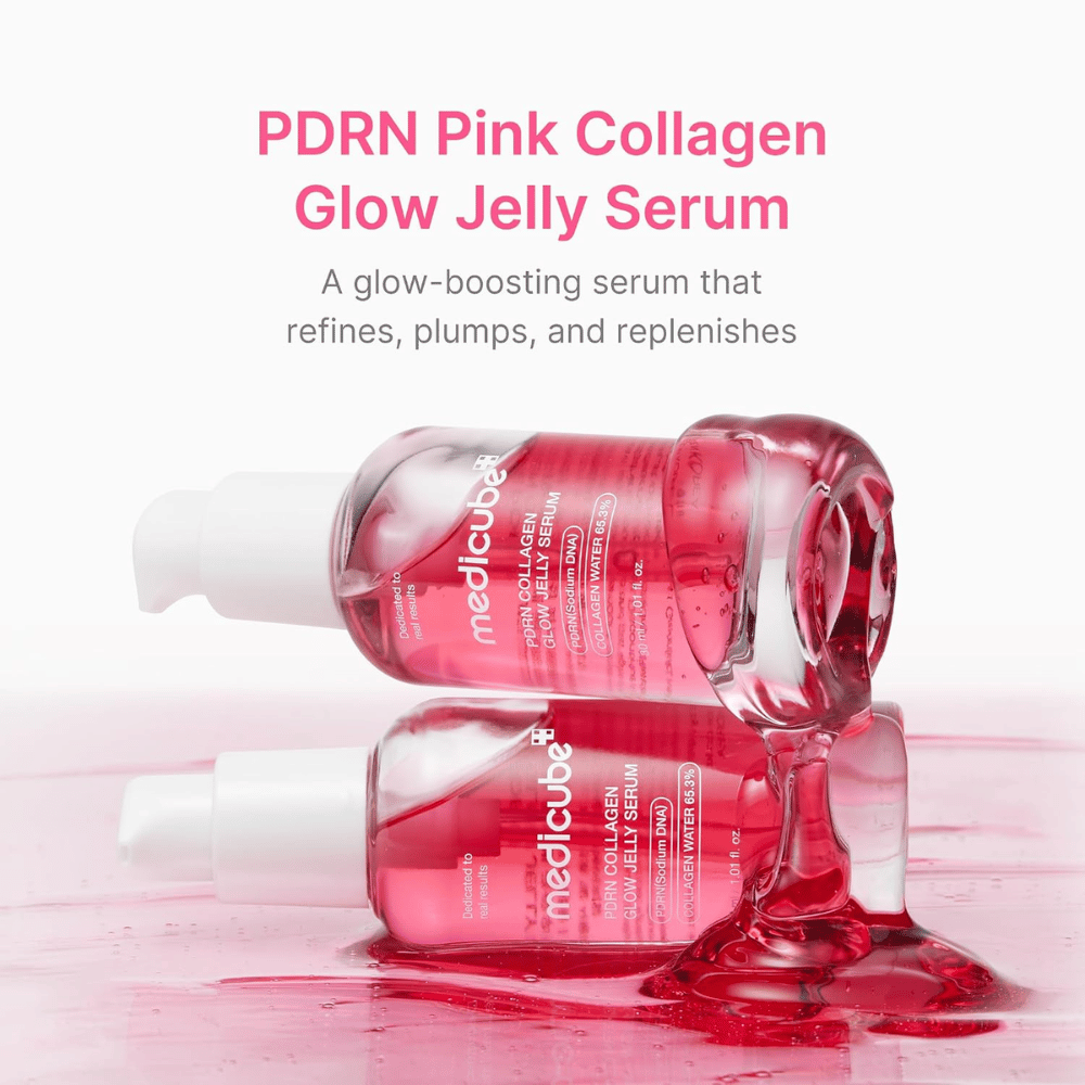 Medicube PDRN Collagen Glow Jelly Serum for hydrated, plumper skin with a natural glow and elasticity