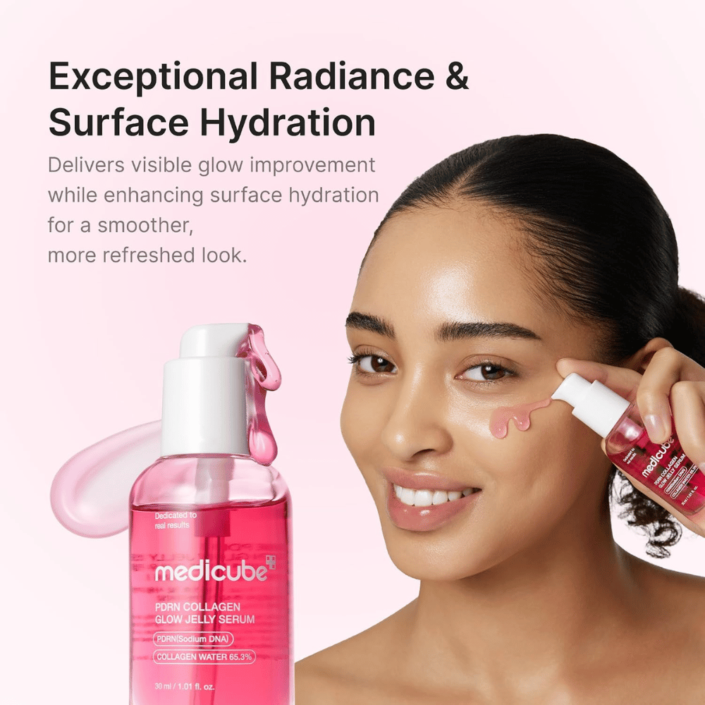 Medicube PDRN Collagen Glow Jelly Serum that provides intense hydration and a natural glow to the skin