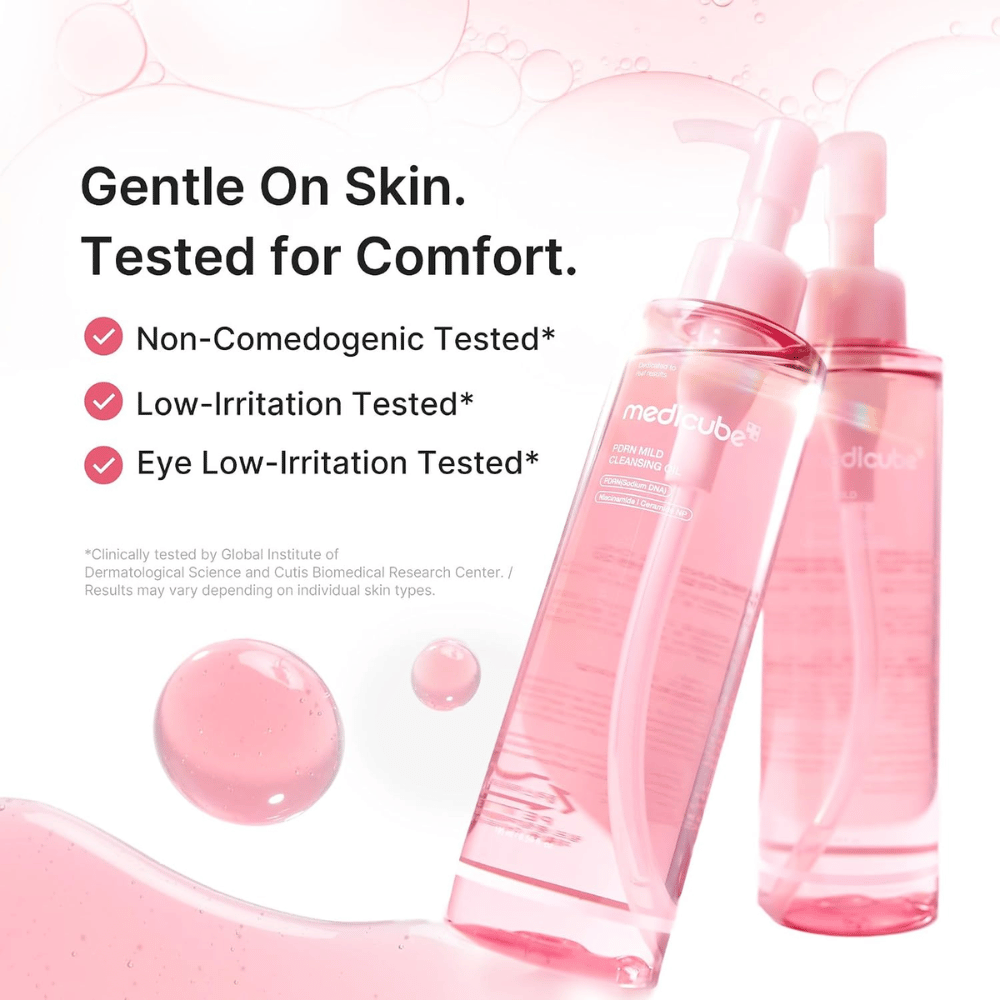 2. Medicube PDRN Mild Cleansing Oil – gentle cleansing oil tested for low irritation and non-comedogenic properties