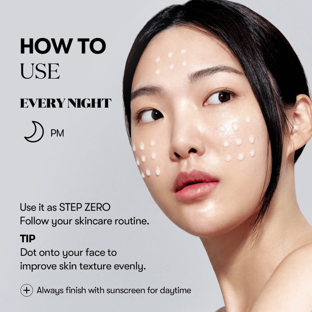 VT Cosmetics PDRN Reedle Shot 100 applied in small dots on the face as the first step in a skincare routine for improved skin texture and absorption