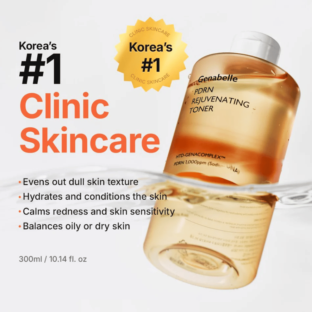 Genabelle PDRN Rejuvenating Toner that hydrates the skin, evens out skin texture, soothes redness, and helps balance the skin.