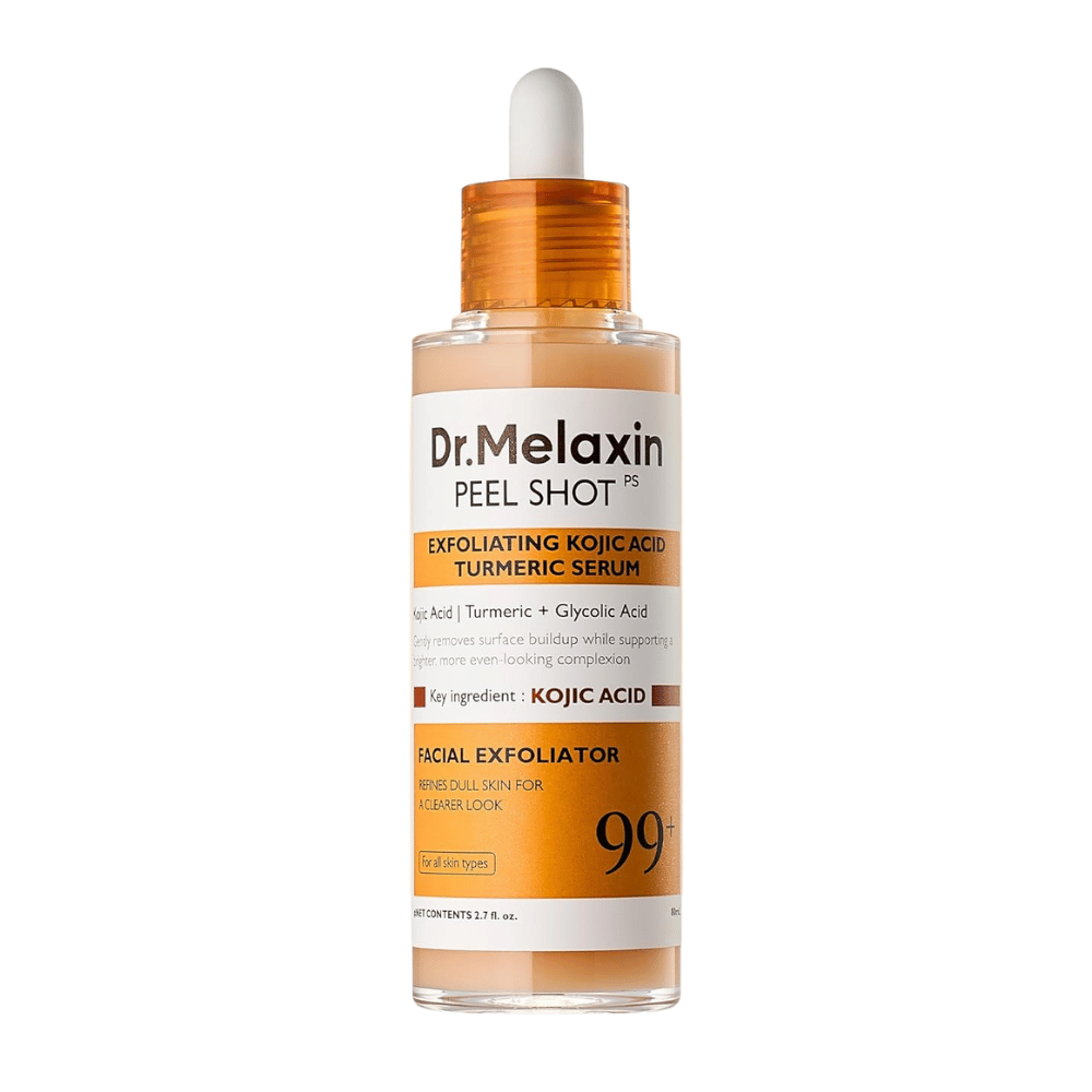 Dr Melaxin Peel Shot Kojic Acid Turmeric Serum 80 ml with an exfoliating effect that deeply cleanses the skin and improves the skin's radiance