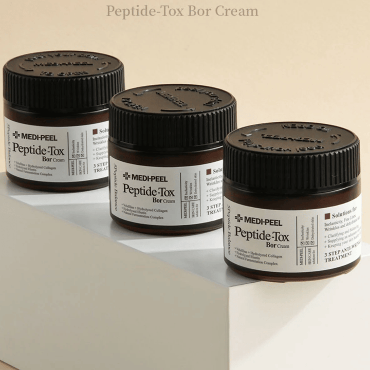 MEDI-PEEL Peptide-Tox Bor Cream in group – anti-aging face cream with peptide complex and collagen that strengthens the skin barrier and provides firmer, more resilient skin.