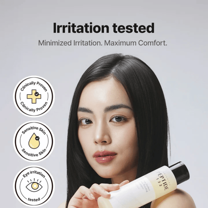 COSRX Peptide 132 Shampoo – kliniskt testad för känslig hud och ögon, minimerar irritation och ger maximal komfort.
