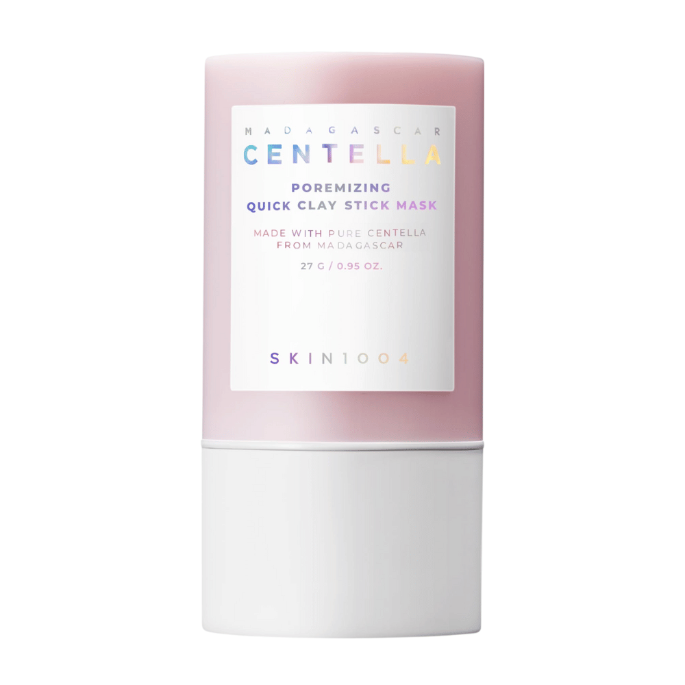 SKIN1004 Madagascar Centella Poremizing Quick Clay Stick Mask in a sleek pink and white packaging. Clay mask in stick format for clean and fresh skin.