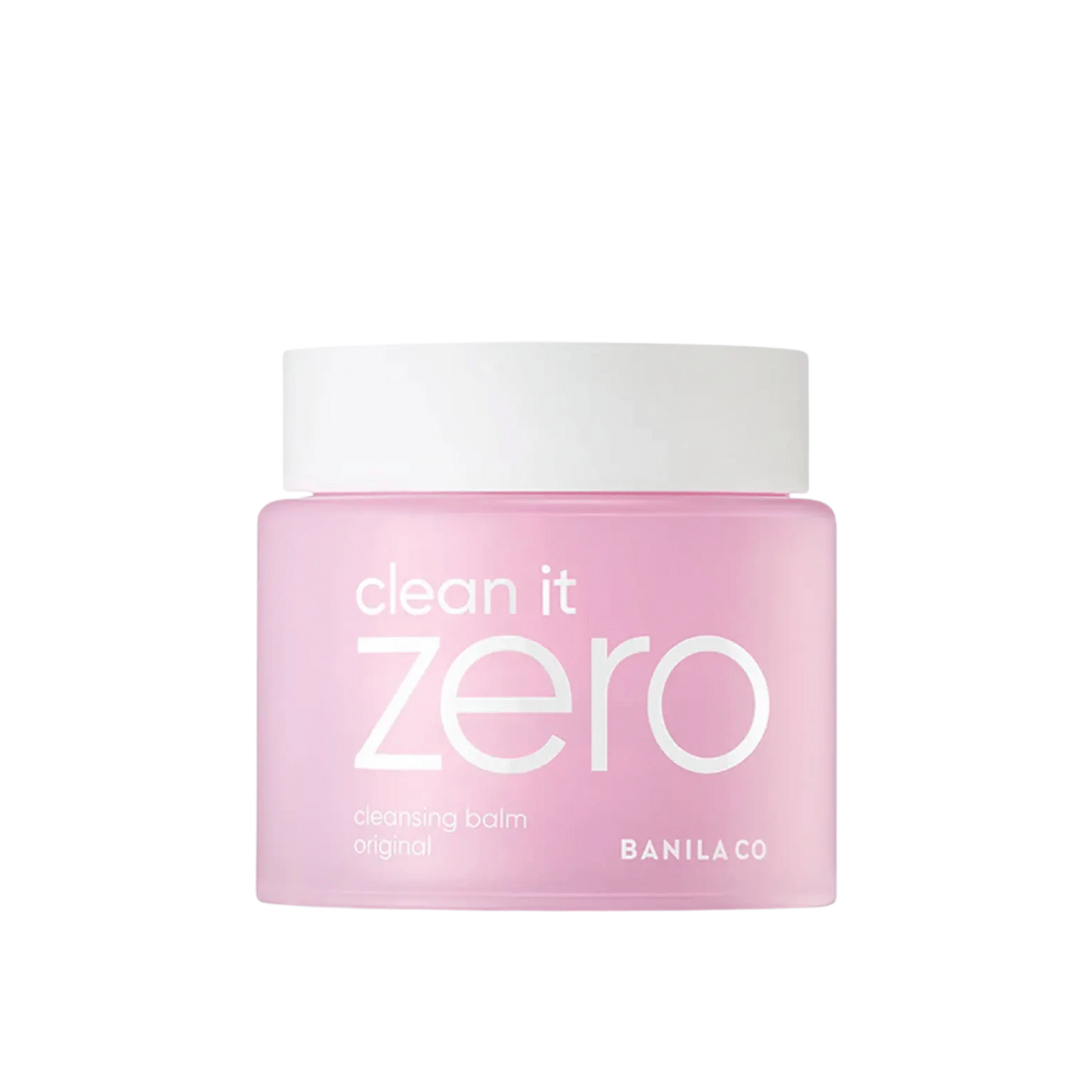 A jar Clean It Zero Cleansing Balm Original 180ml on a white background, promoting BANILA CO:s original cleansing balm for skincare.
