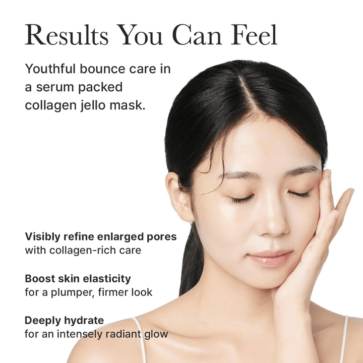 Results of Arencia Red Collagen Jello Mask – visibly firmer skin, improved elasticity, minimized pores, and intense hydration with glow.