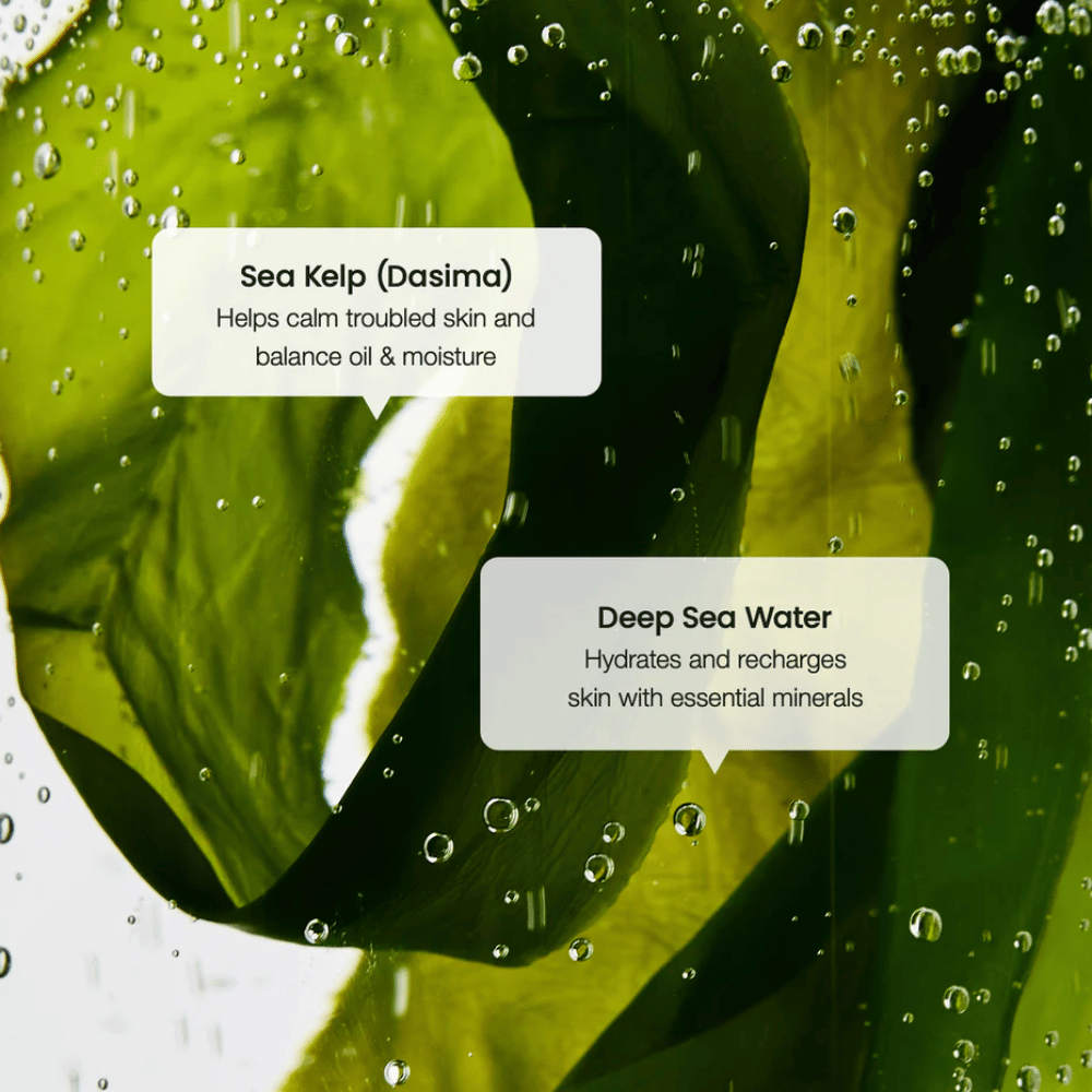 Sea kelp extract and deep sea water in Biodance Refreshing Sea Kelp Serum – hydrates and balances the skin.