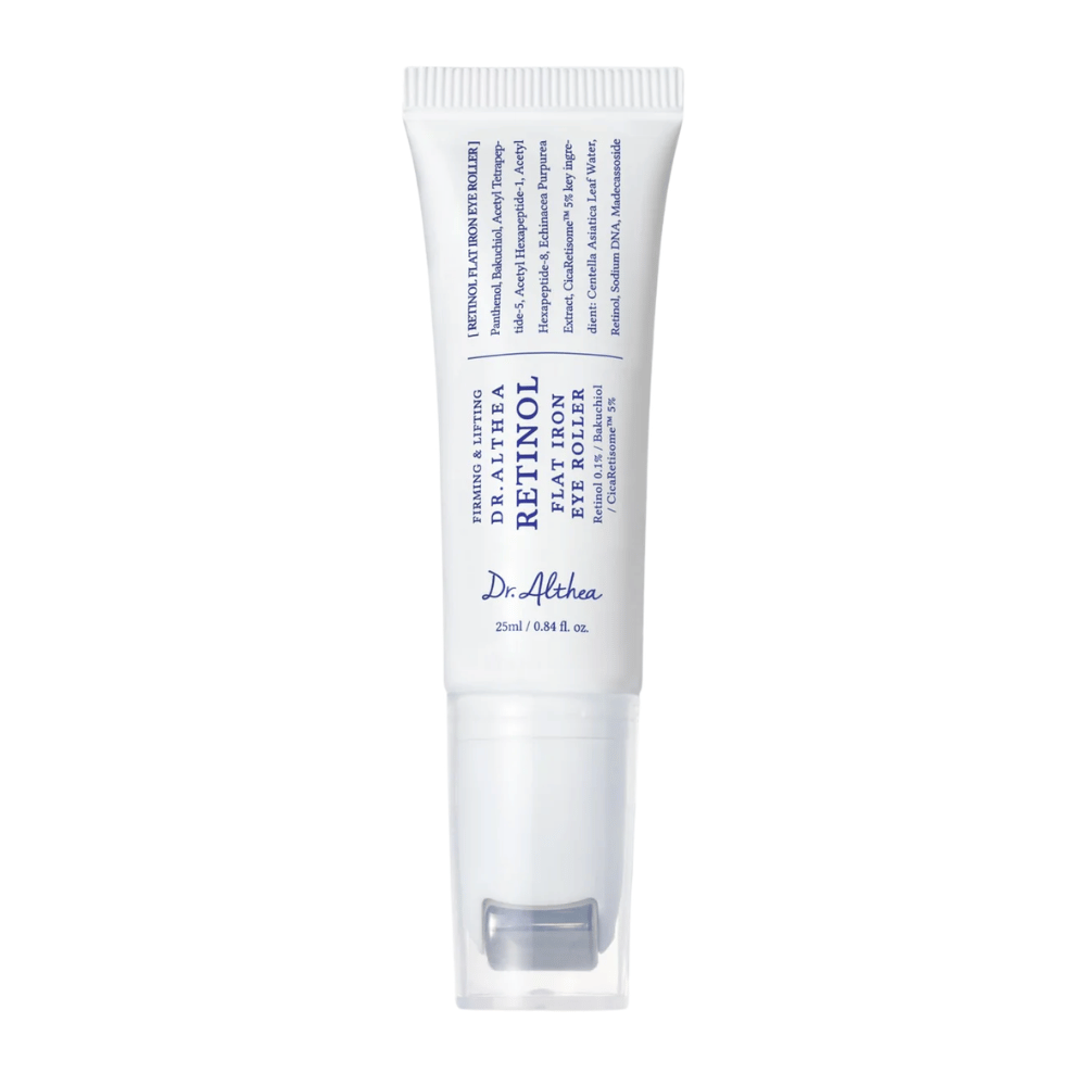 Dr. Althea Retinol Flat Iron Eye Roller – Eye serum with retinol and roller applicator that reduces wrinkles, dark circles, and tired skin.