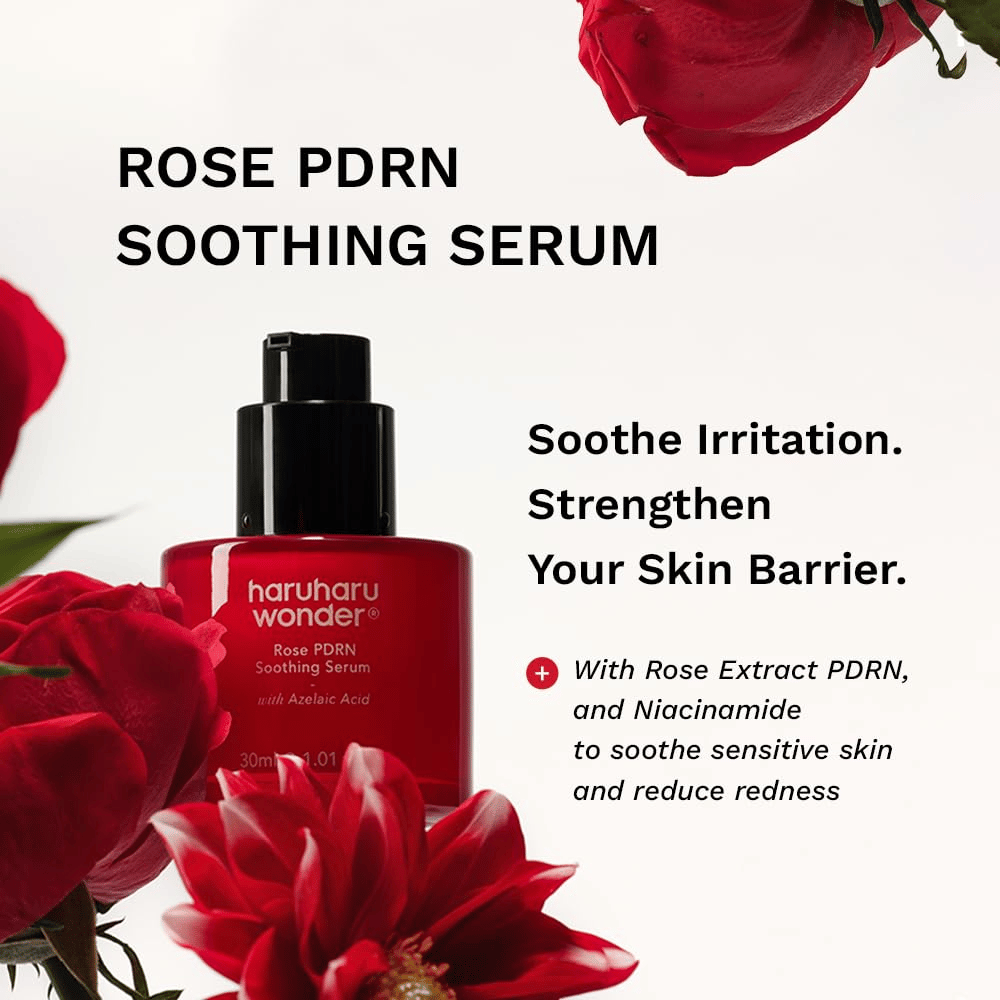 Haruharu Wonder Rose PDRN Soothing Serum with PDRN, azelaic acid, and niacinamide for redness and the skin barrier