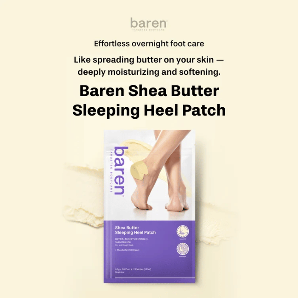BAREN Shea Butter Sleeping Heel Patch – moisturizing overnight treatment with shea butter for dry heels