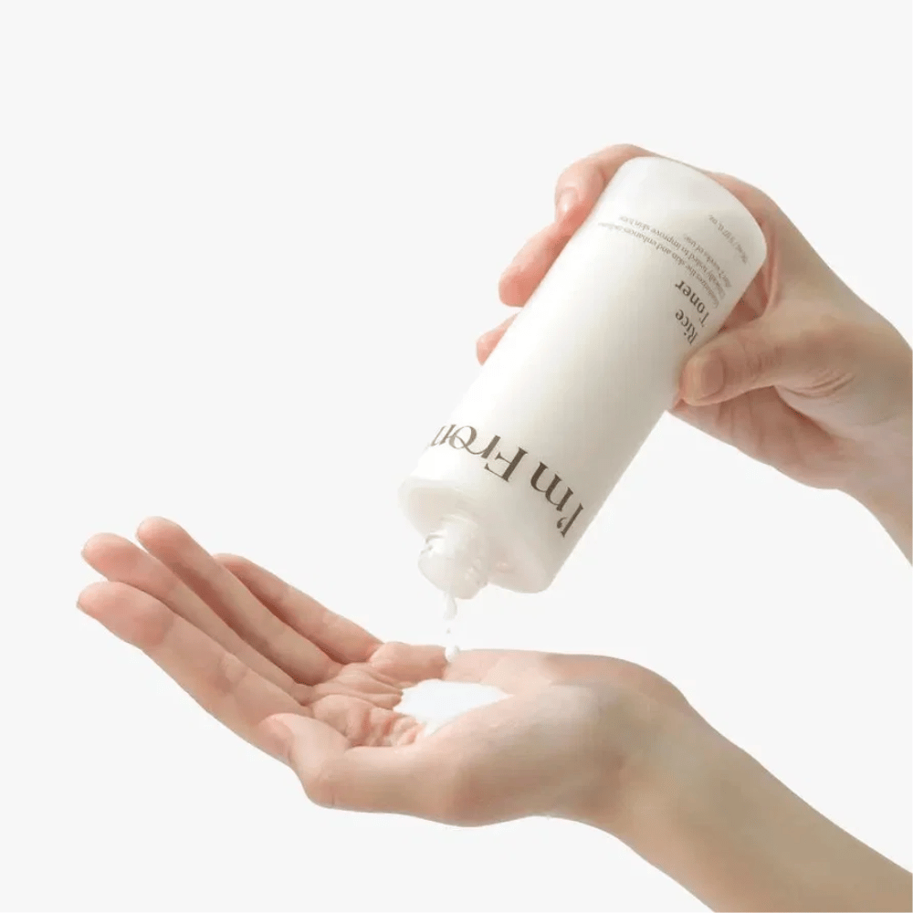 I'm From Rice Toner applied into the hand for hydration and a natural glow to the skin