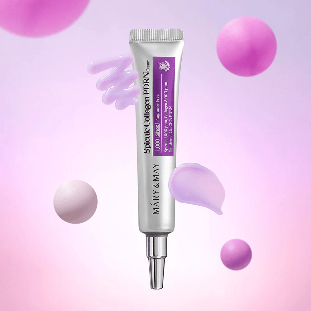 Mary & May Spicule Collagen PDRN Cream with cream texture, advanced Korean skincare that stimulates cell renewal and provides firmer skin.