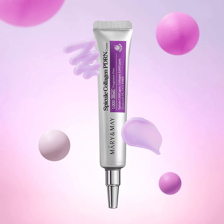 Mary & May Spicule Collagen PDRN Cream with cream texture, advanced Korean skincare that stimulates cell renewal and provides firmer skin.