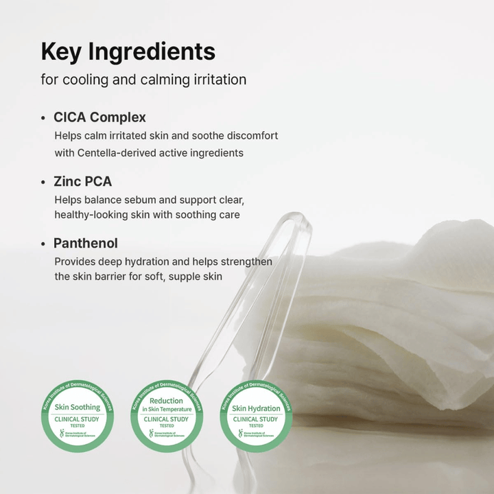 Image – ingredients (EEAT + SEO)
Dr. Althea Stretchfit Calming Pad with CICA Complex, Zinc PCA, and Panthenol that soothe the skin, balance sebum, and strengthen the skin barrier.