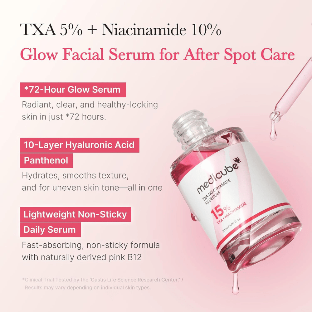 3. Medicube TXA Niacinamide 15 Serum – moisturizing facial serum with hyaluronic acid and panthenol for a more even skin tone and radiance